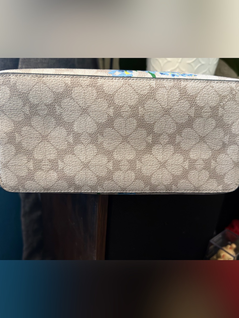 kate spade Beige Floral Tote with Navy Trim and Blue Accents - Picture 5 of 9
